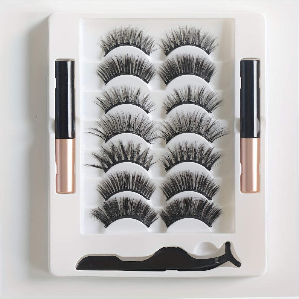 Magnetic Eyelash Set Magnetic Eyeliner Natural Fluffy Curly 7 Pairs