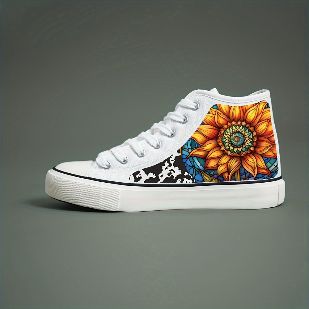 Flower Print Chunky Canvas Sneakers