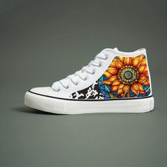 Flower Print Chunky Canvas Sneakers