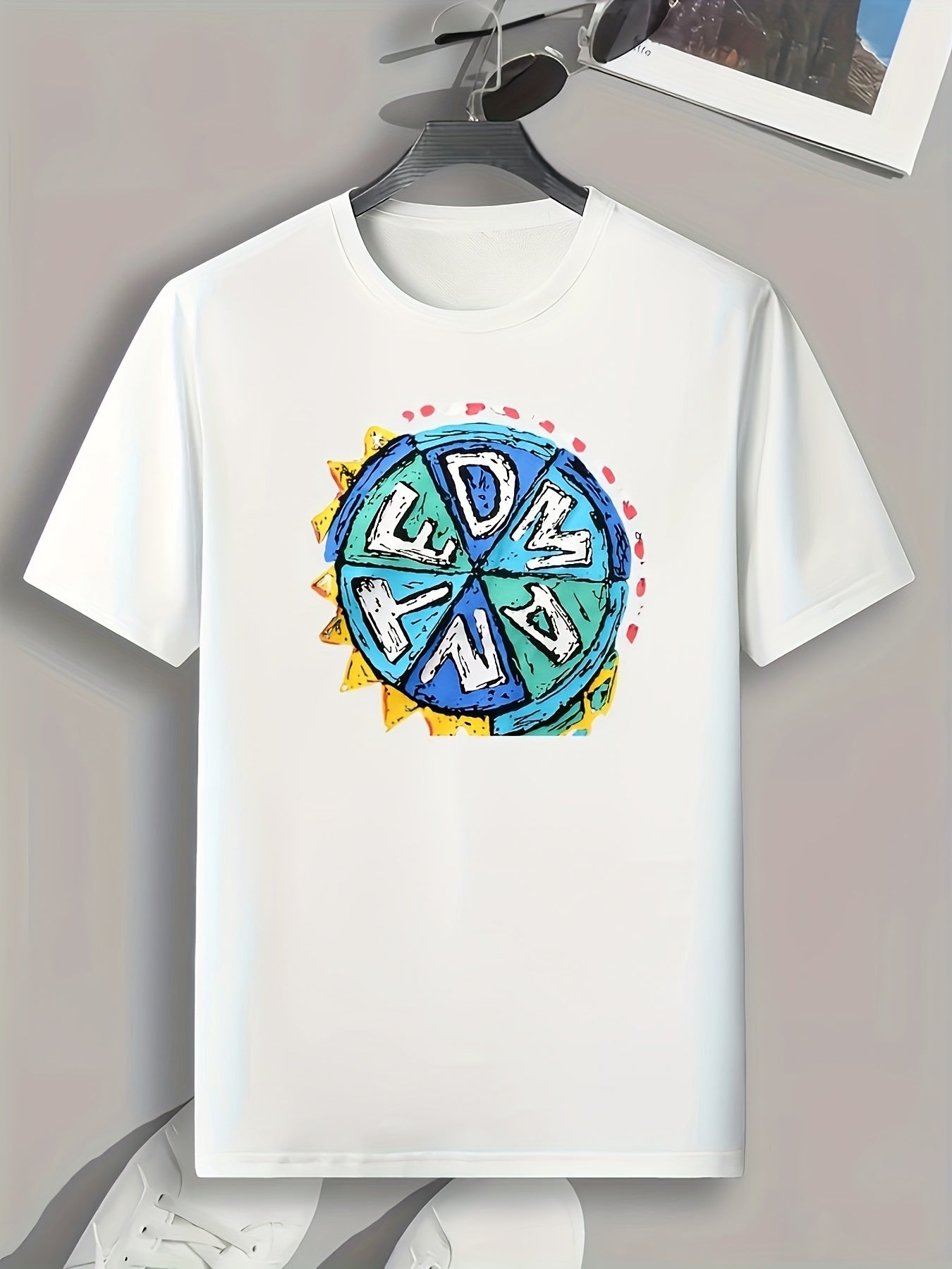 Pizza Pattern Print Men's Sports T-shirt Graphic Tee Summer Outdoor Clothes