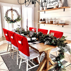 10pcs Red Hat Dining Chair Slipcovers for Christmas Decor