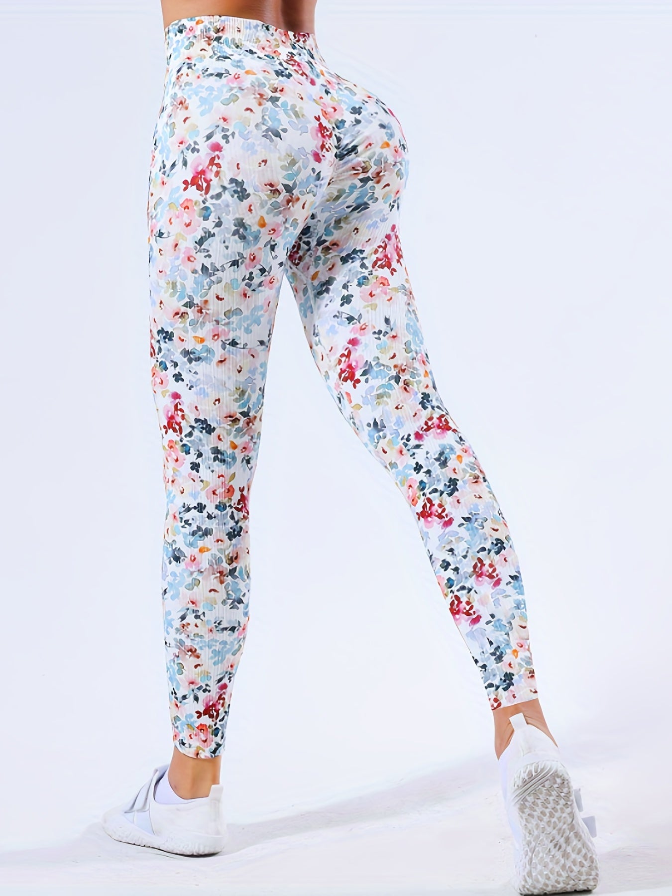 Flower Print Yoga Sports Leggings Quick Drying Seamless Yoga Pants