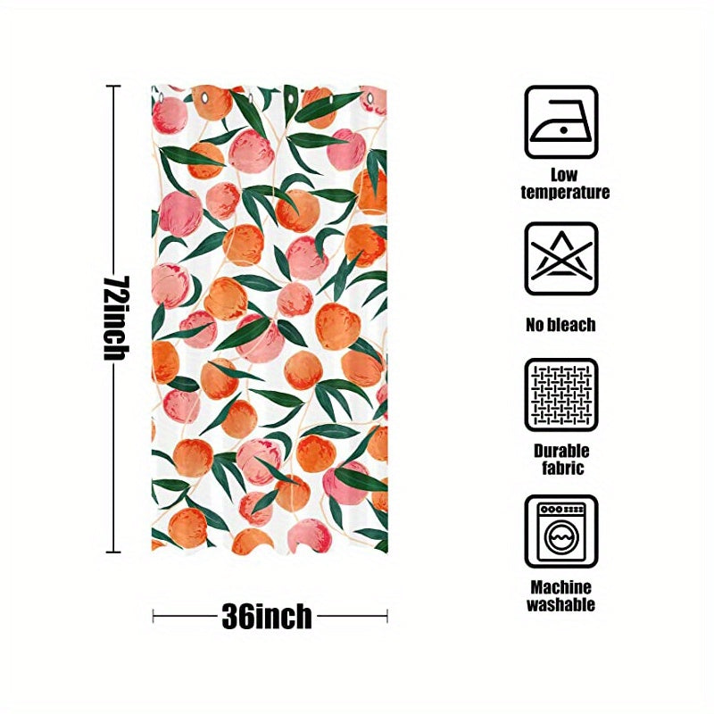 Red Peach Pattern Shower Curtain with Hooks