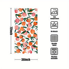Red Peach Pattern Shower Curtain with Hooks