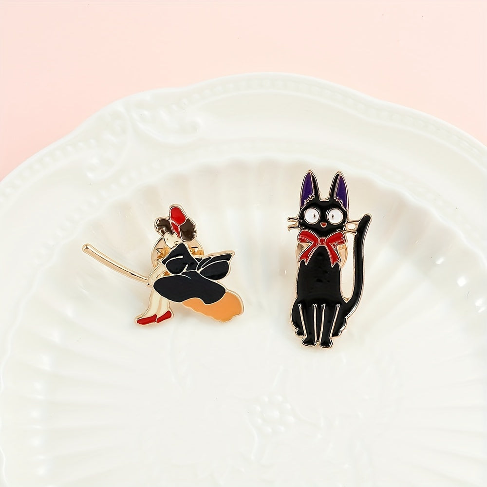Enamel Magic Girl Cat Brooch for Boys