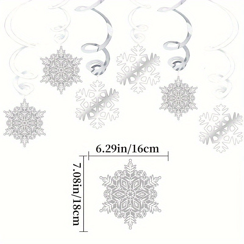 10pcs Snowflake Spiral Hanging Ornaments Christmas Decor