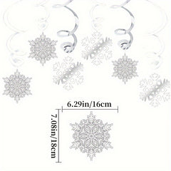 10pcs Snowflake Spiral Hanging Ornaments Christmas Decor