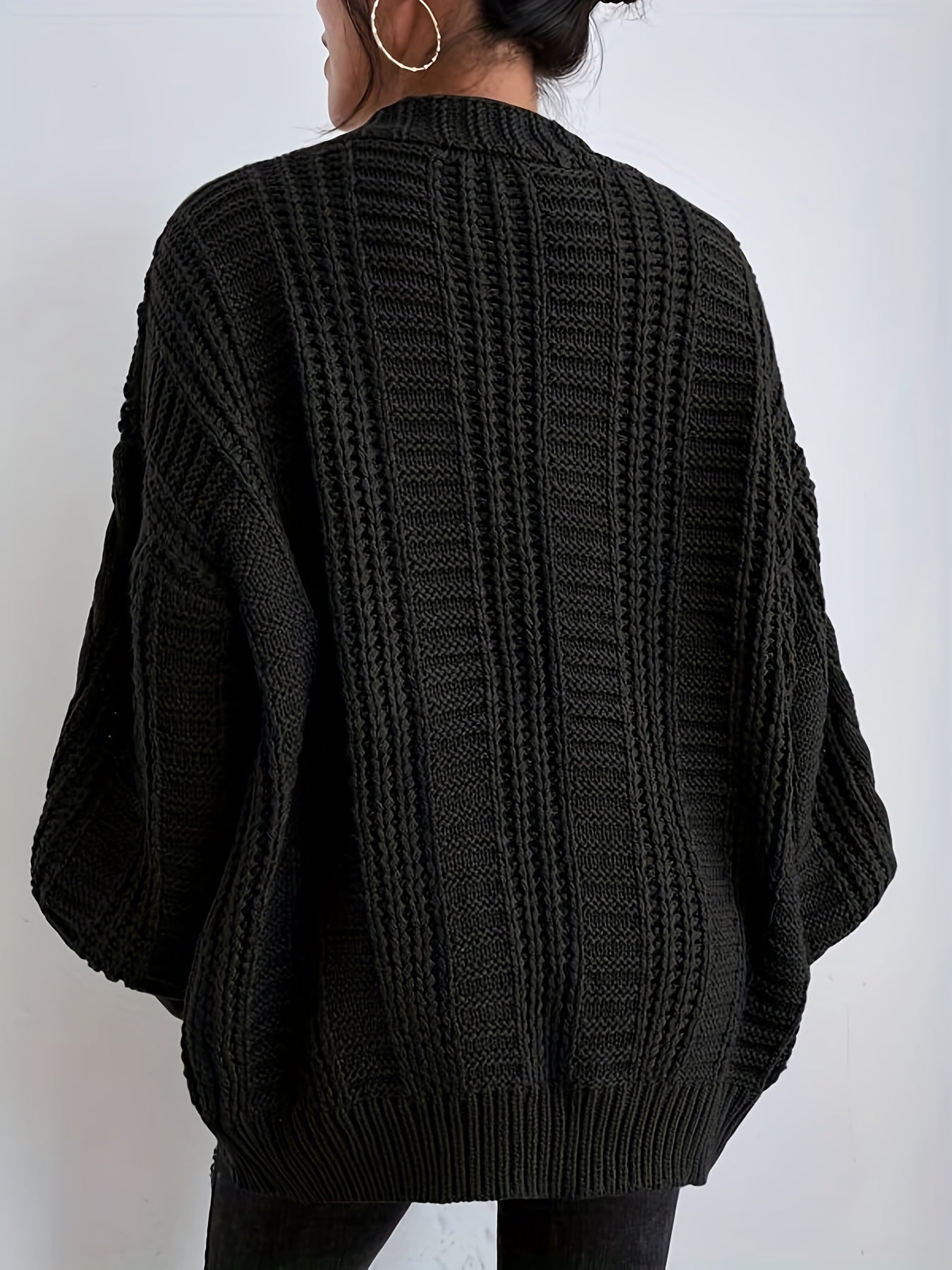 Cable Knit Lantern Sleeve Cardigan
