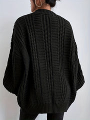 Cable Knit Lantern Sleeve Cardigan