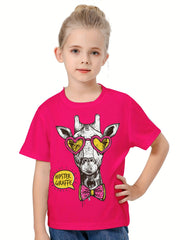3D Giraffe Graphic Short Sleeve T shirt for Kids