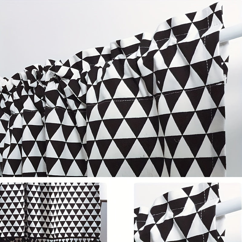 Nordic Style Triangle Pattern Curtains Geometric Short Curtains