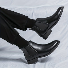 Men's Retro Chelsea Boots Pointed Toe Slip On High Top Boots