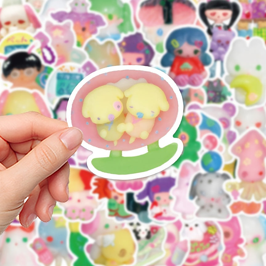 56pcs Cartoon Clay Head Stickers for DIY Decorations