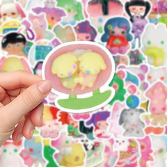 56pcs Cartoon Clay Head Stickers for DIY Decorations