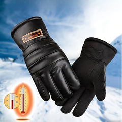 Men's Winter Gloves PU Leather Plus Velvet Thickened Windproof Cold-proof