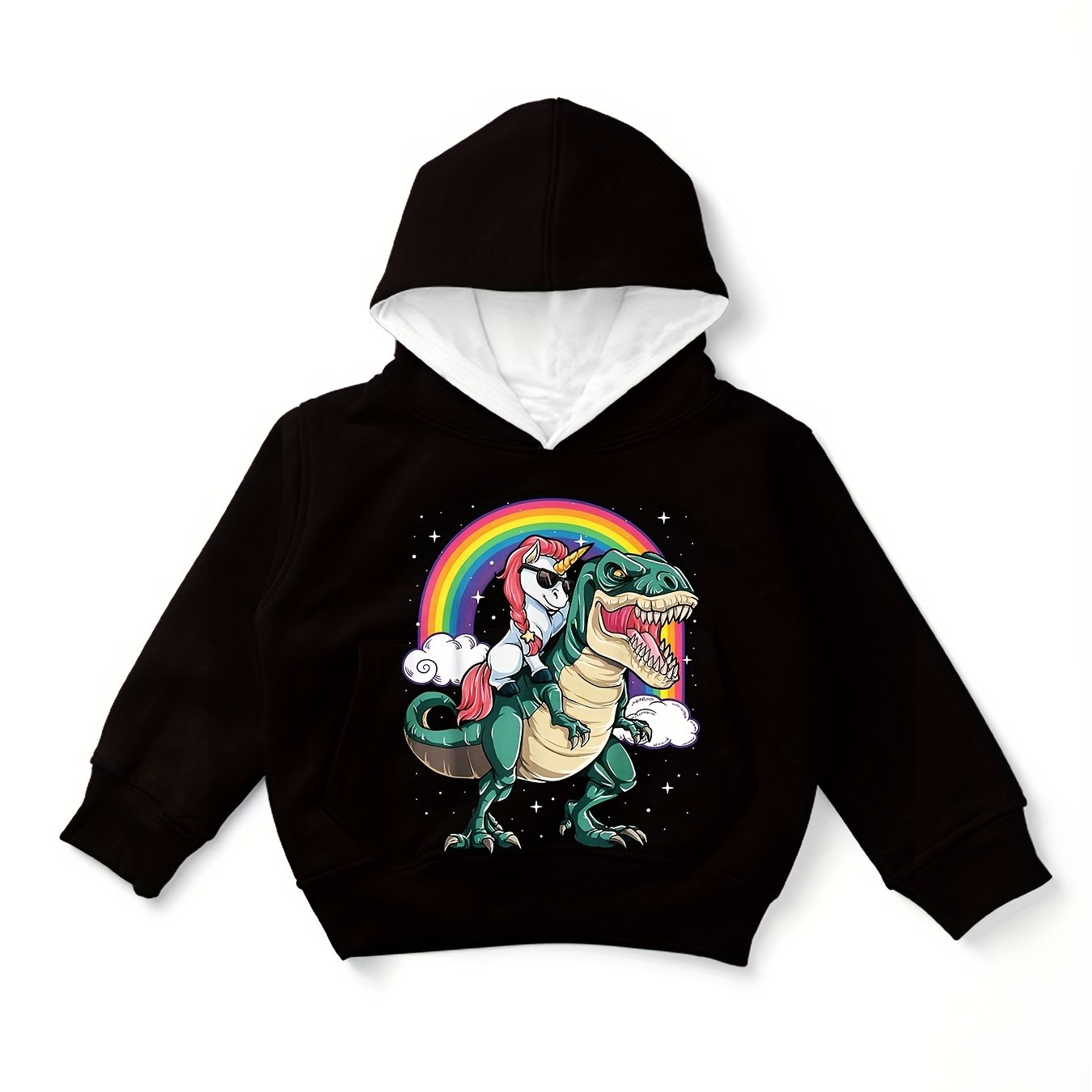 Boys Dino & Pony Print Hoodie Kid's Hooded Sweatshirt