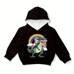 Boys Dino & Pony Print Hoodie Kid's Hooded Sweatshirt