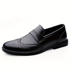 Men's Brogue Leather Loafers Lightweight Non Slip Comfy Casual Shoes