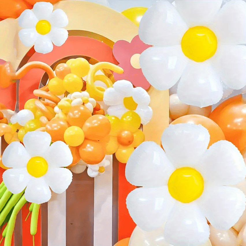10pcs Daisy Egg Flower Aluminum Film Balloon