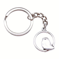 Bird Animal Keychain Vintage Silver Metal Keyring Key Holder Accessories