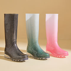 High Tube Women's Rain Boots Gradient Waterproof Non-slip Rubber Shoes