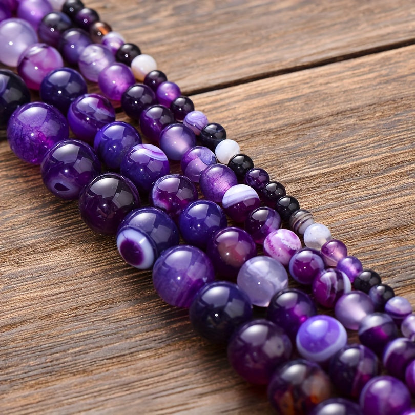 Purple Agates Round Beads 4-12mm Natural Stone Spacer Beads for DIY Bracelet