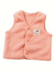 Toddler Girls Plush Button Vest Top Kids Clothes