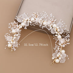 Boho Floral Tiara Crown Headband Vintage Bridal Bridesmaid Hairpiece