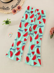 3pcs Girls Fruits Print Flared Pants Set for Kids