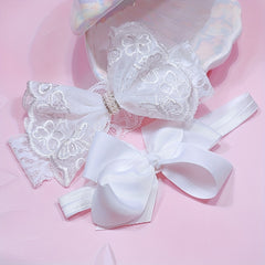 2pcs Butterfly Bow Lace Headbands for Baby Girls Kids