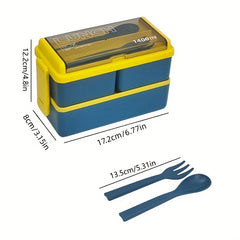 Insulated Bento Box With Tableware 2 Layers Stackable Leakproof Lunch Box