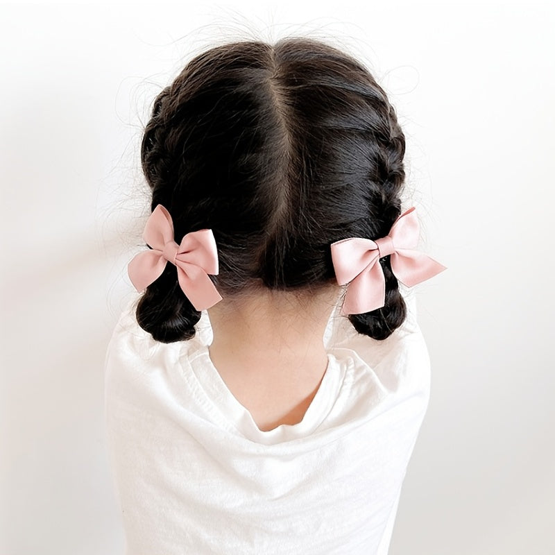 2pcs Girls Fabric Bow Hair Clips Set