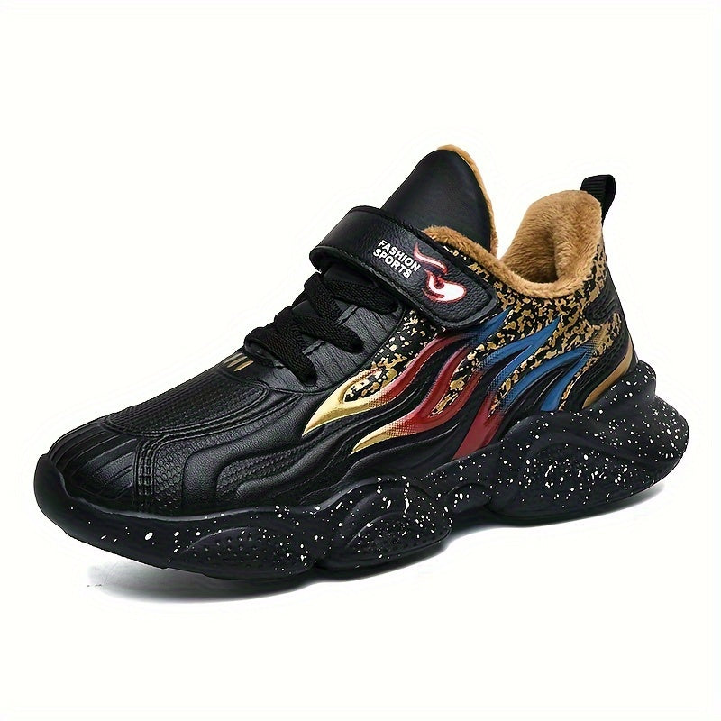 Boys' Casual Fleece Sneakers - Anti Slip Warm Shoes