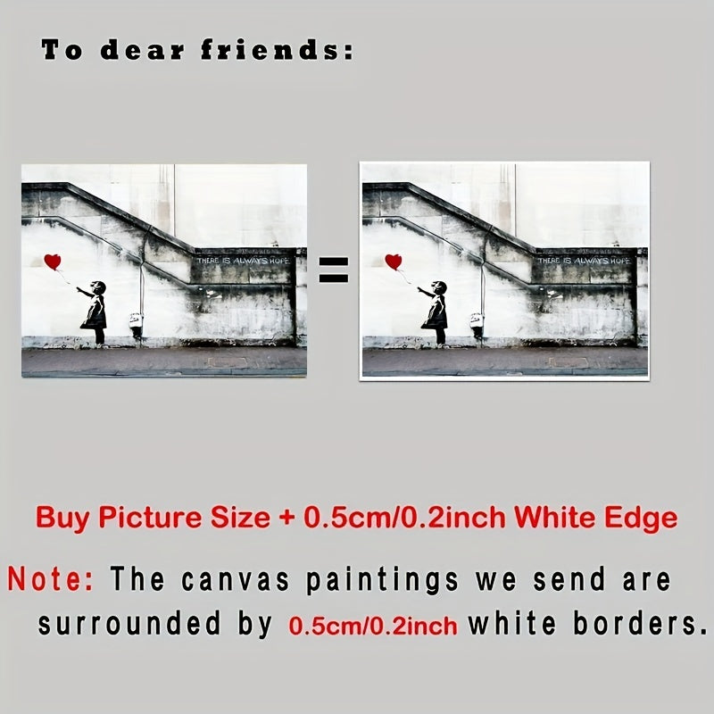 Graffiti Girl Canvas Wall Art Red Balloon Love Pictures