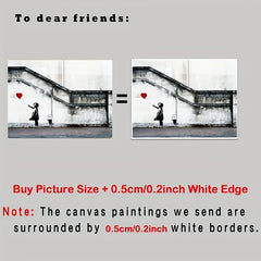 Graffiti Girl Canvas Wall Art Red Balloon Love Pictures