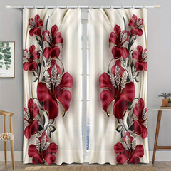 3D Crystal Red Rose Curtain with Carabiner - 50 Shades Noble Rose D