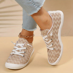Women's Flat Canvas Shoes Casual Lightweight Lace Up Sneakers