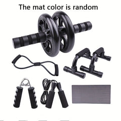 7-Piece Fitness Set: Ab Wheel, Push Up Bars, Grip Trainer, Tension Band