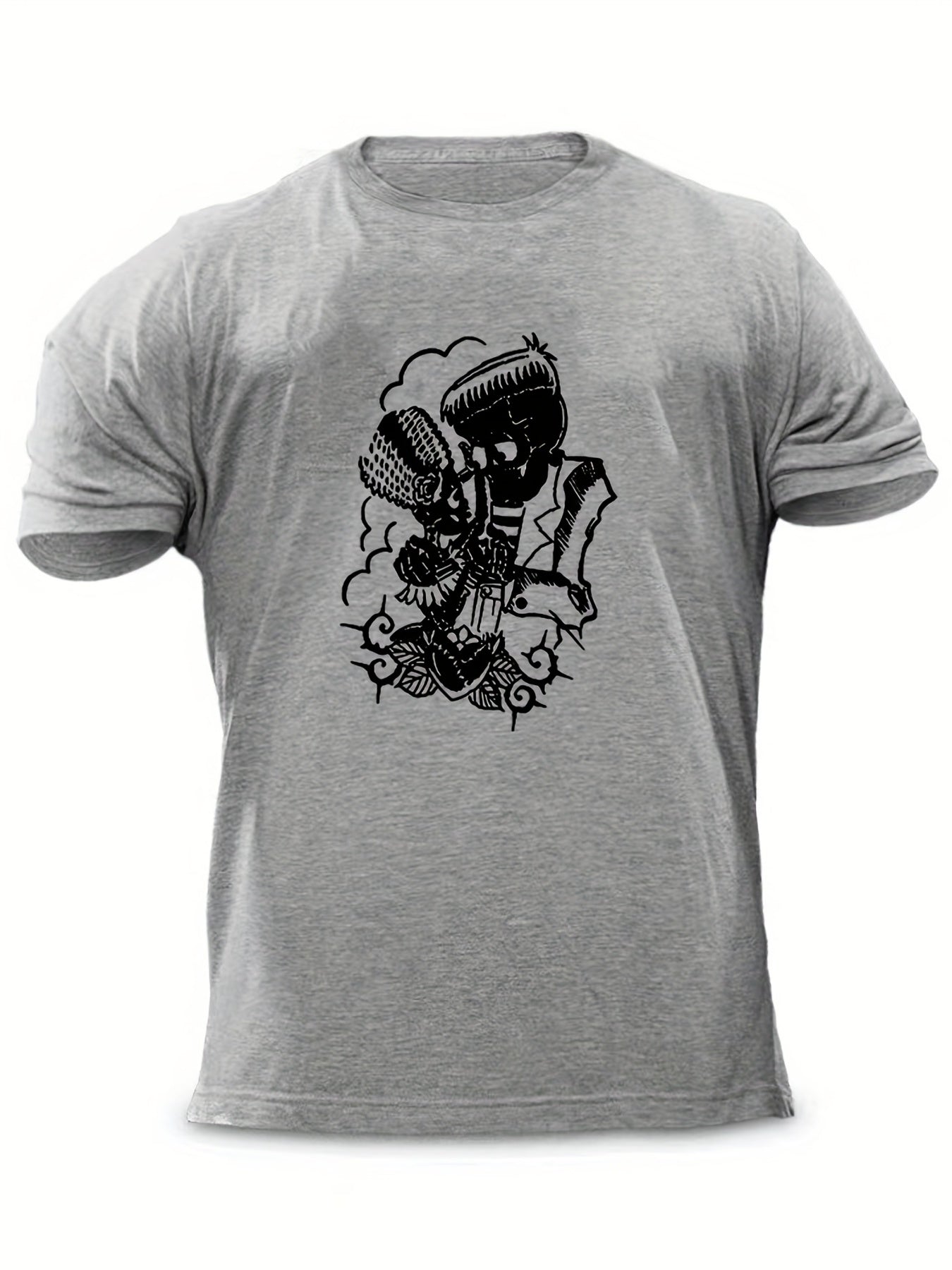 Men's Vintage Skeleton Graphic T shirt Casual Comfy Crew Neck Tee