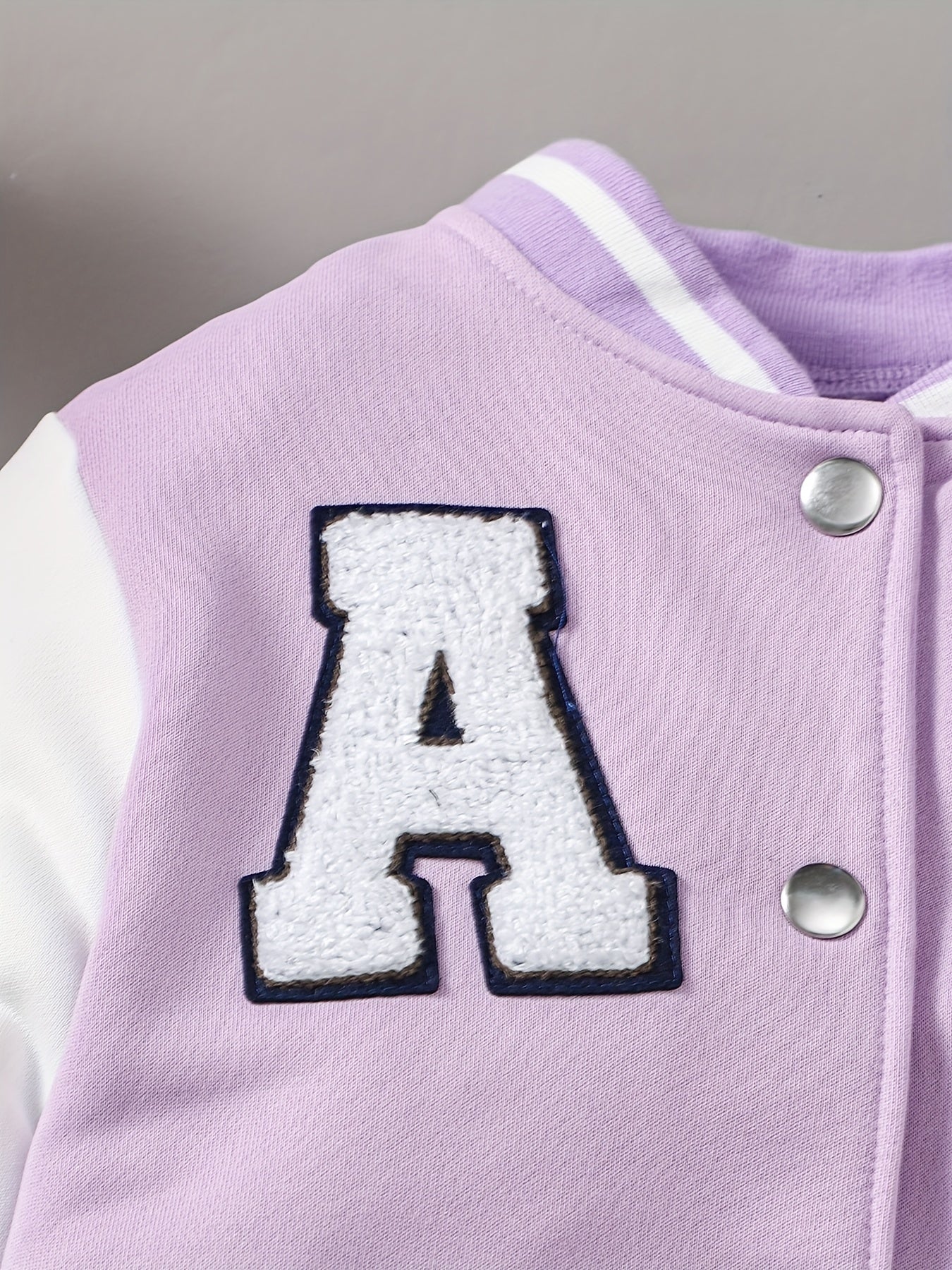 Girls 2pcs Baseball Jacket & Short Skirt Letter A Appliques Decor