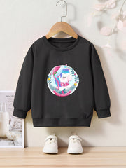 Unicorn Pattern Crew Neck Sweatshirt For Girls Kids
