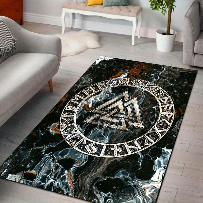 Viking Print Carpet Machine Washable Bedroom Living Room Floor Mat Gift Room