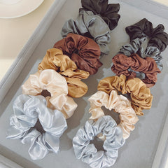 12pcs Seamless Satin Scrunchie Hair Tie Elastic Ponytail Women Hair Rope
