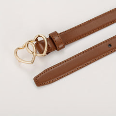 Double Love Heart Buckle Kid's Leather Belt