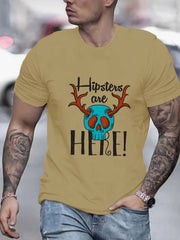 Anime Skull Print Men's Graphic Crew Neck Active T shirt Casual Comfy Tees
