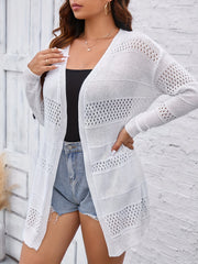 Solid Hollow Out Long Sleeve Cardigan