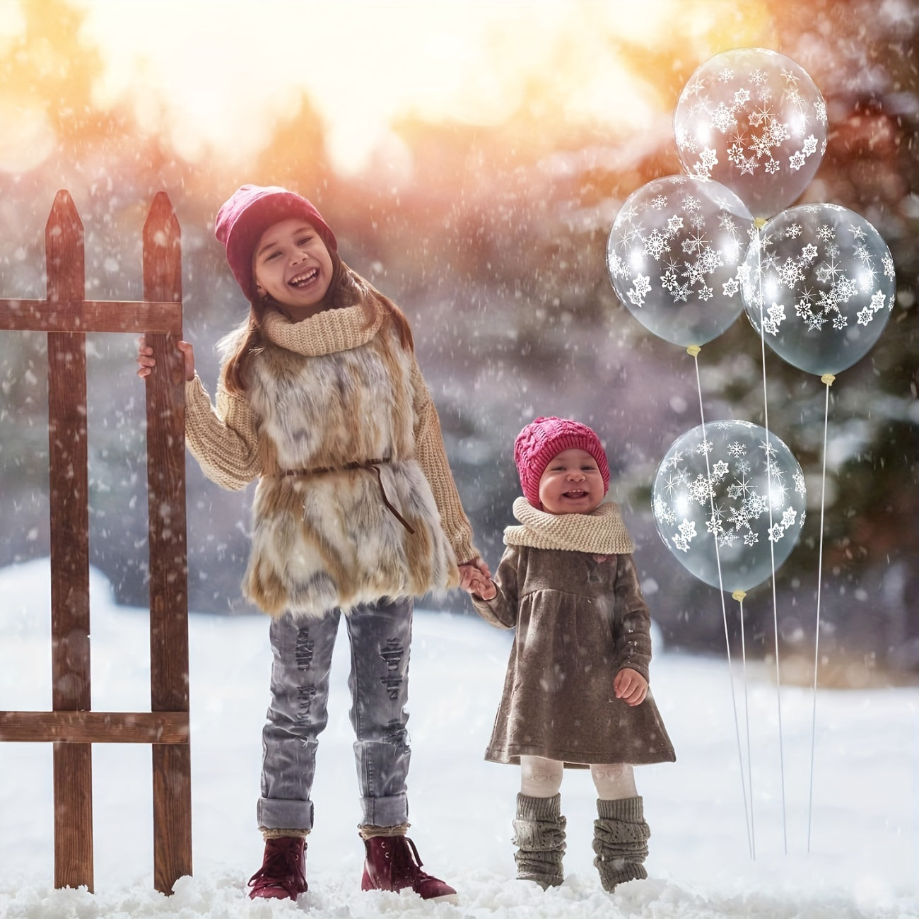 40pcs Snow Balloons Winter Clear Snow Latex Balloon