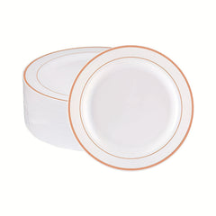 30pcs Fancy Wedding Plates with Golden Rim 19.05cm