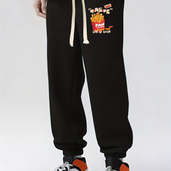 French Fries Print Drawstring Sweatpants Loose Fit Pants Men's