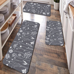 Floral Kitchen Floor Mat Non-slip Waterproof Dirt-resistant